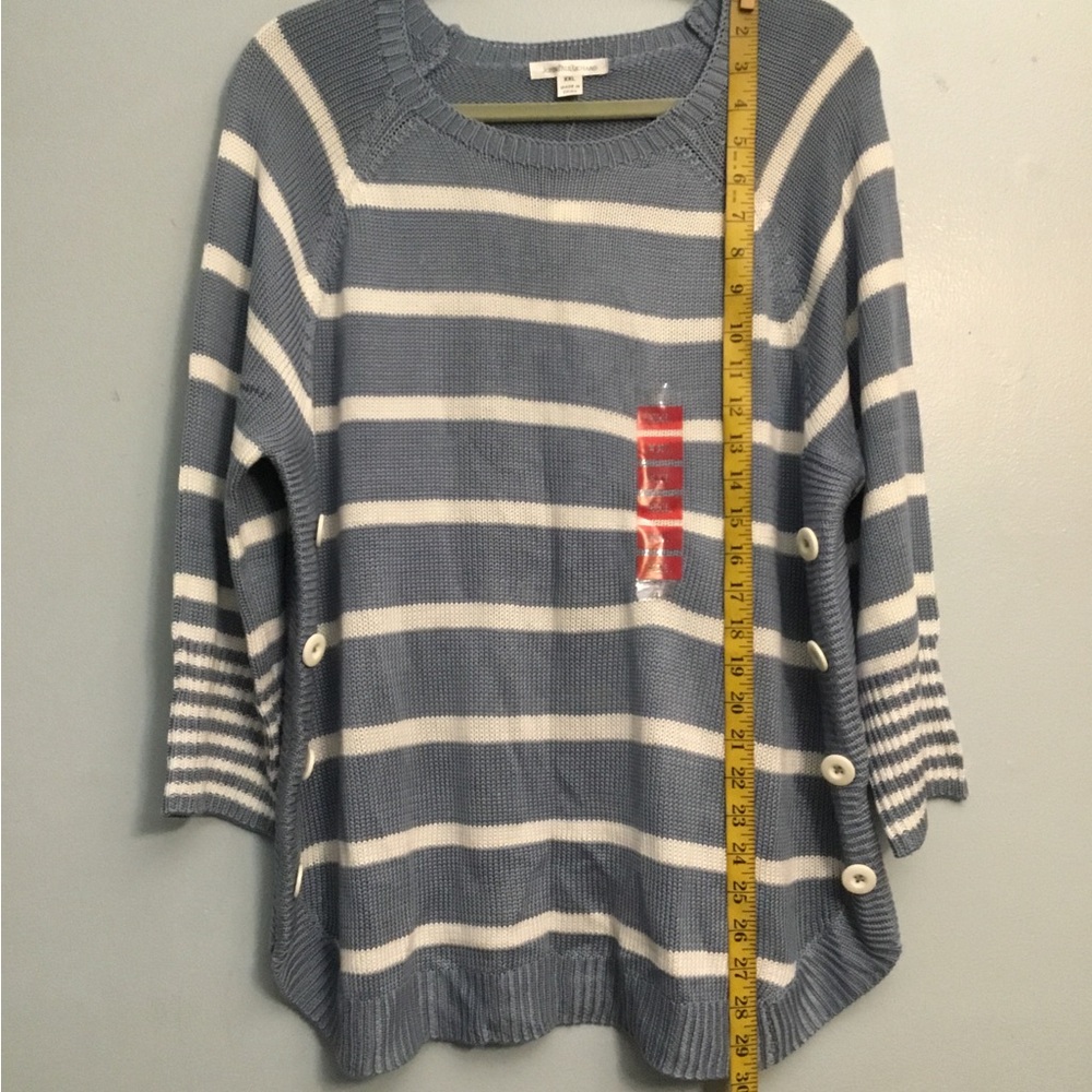 John paul Richard Striped Blue and White Women's Sweaterl